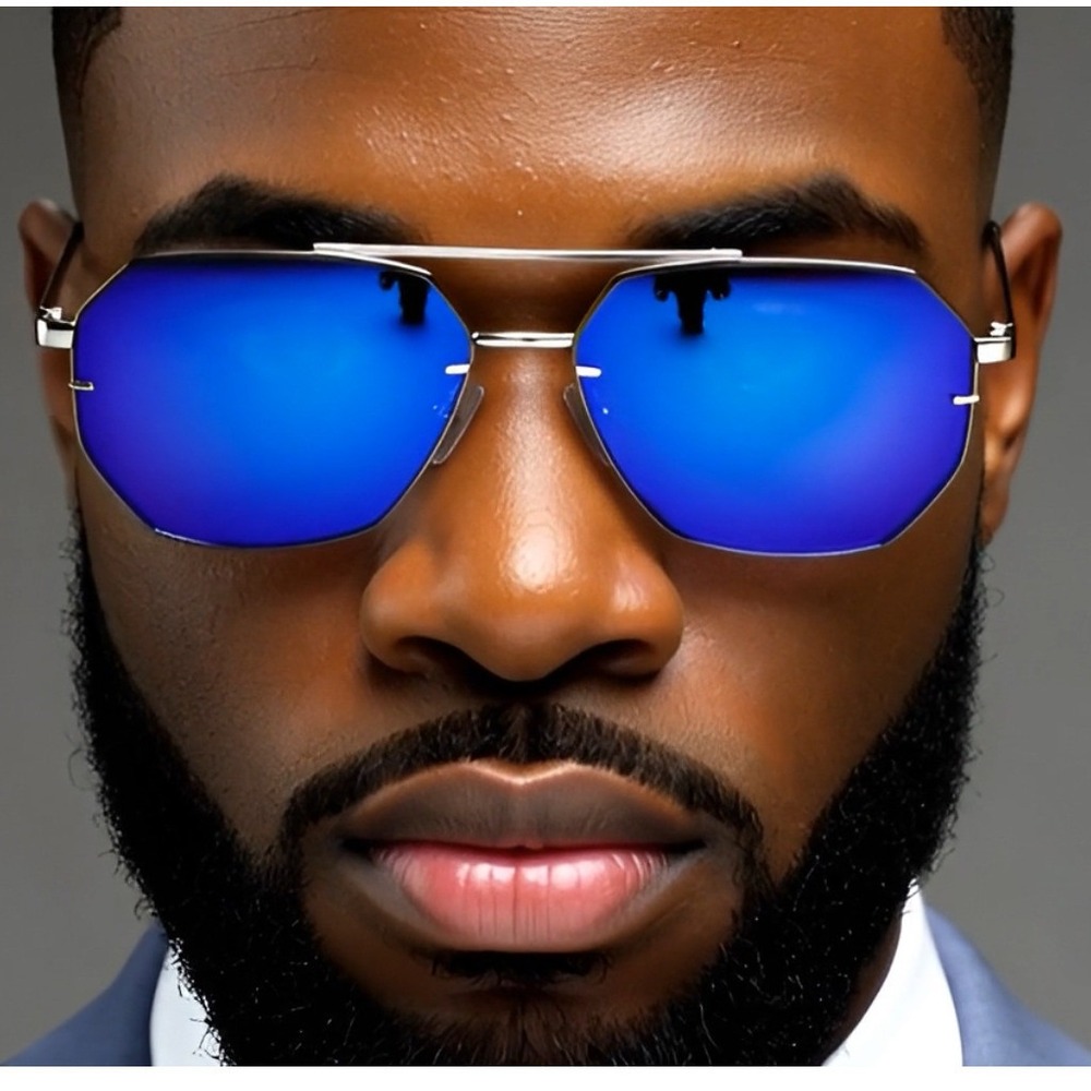 Square Sunglasses for Men and Women Fashion‎ Metal Vintage Gradient Shades Blue